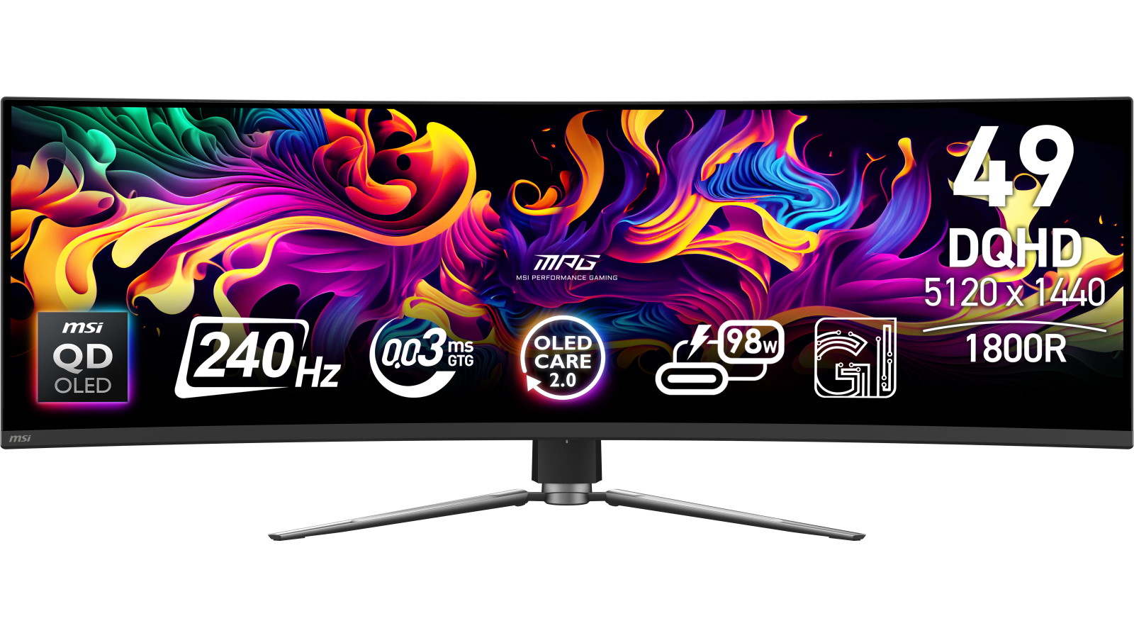 MSI MPG 491CQPX 49-inch QD-OLED DQHD 240Hz 98W Curved Gaming Monitor