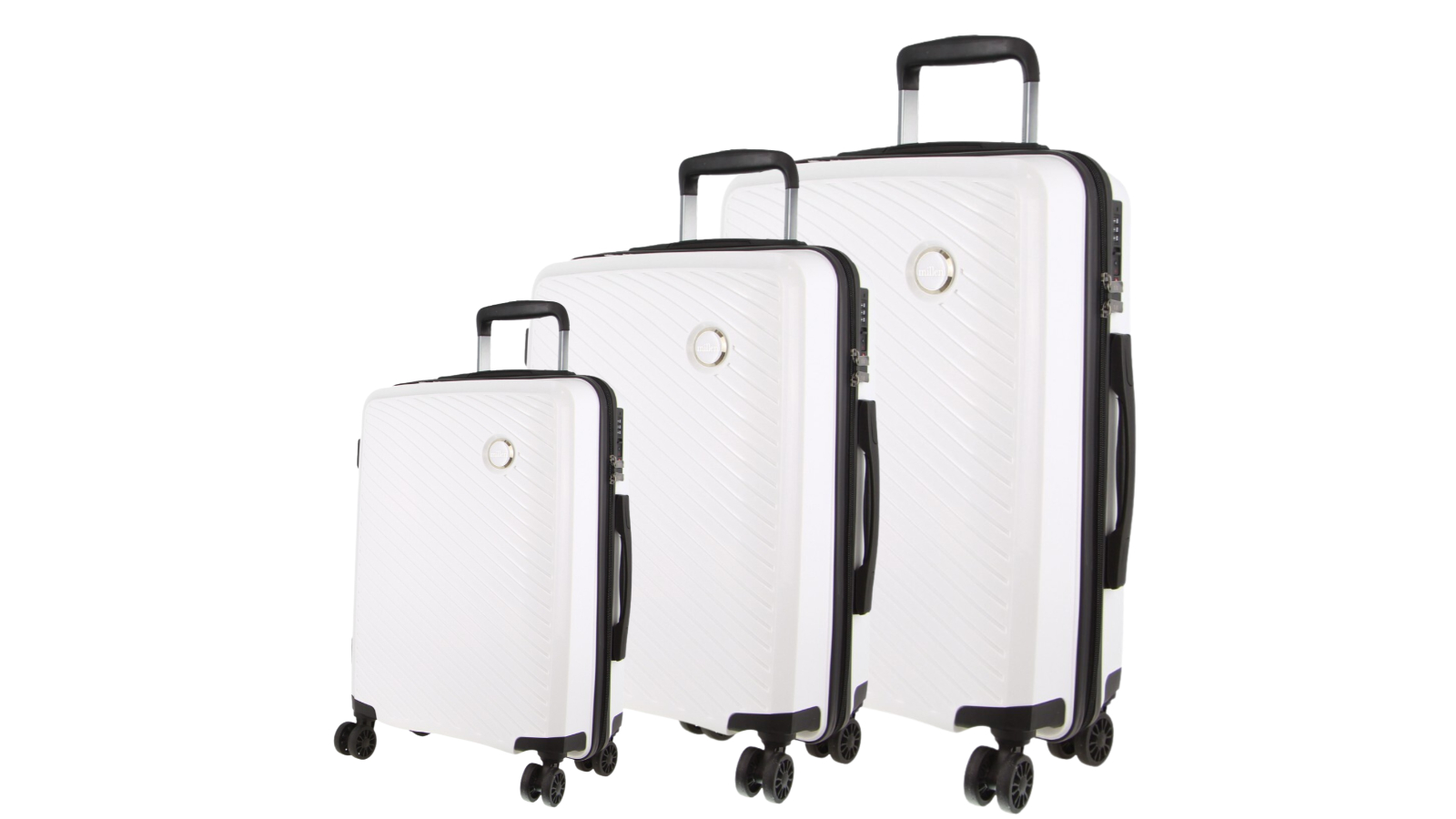Milleni 3 Piece Hard Shell Luggage Carry On Suitcase White Harvey