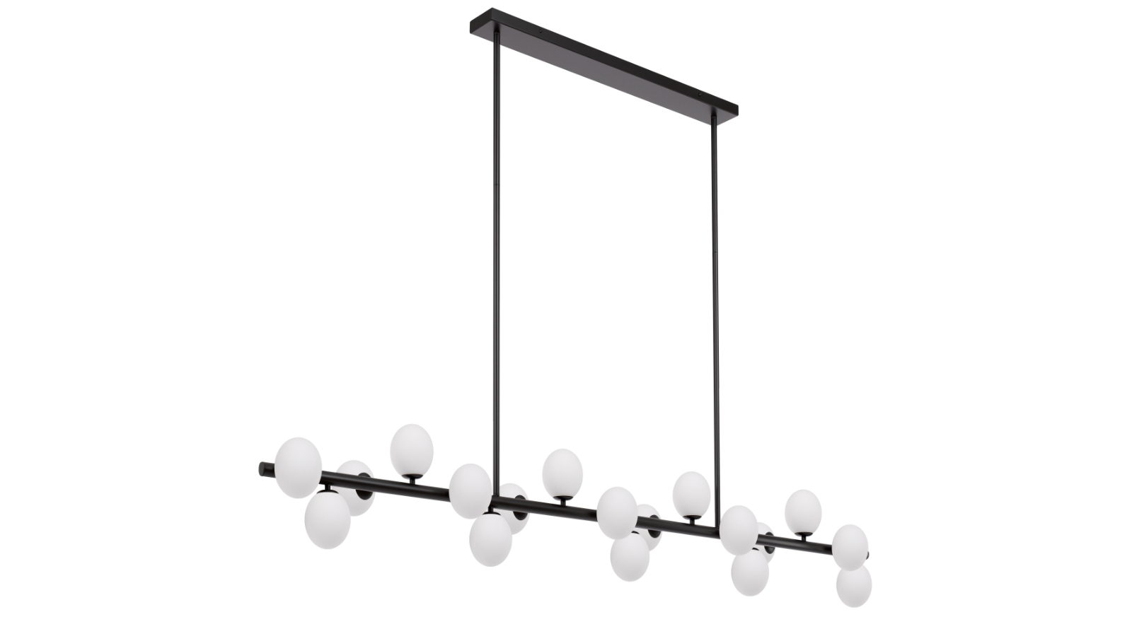 Pretty & Practical Memphis Opal Glass 18-Light Pendant in Black Modern Frame