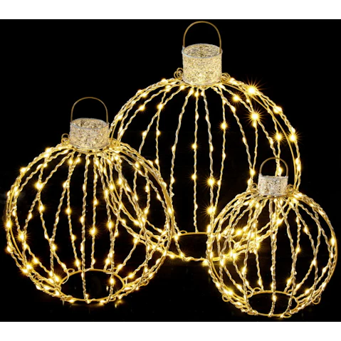 Jingle Jollys 3 Piece 320 LED Christmas Ball Fairy Light Set - Warm White