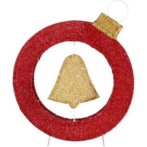 Jingle Jollys 30 LED Christmas Lights Motif Bell Wreath - 60cm