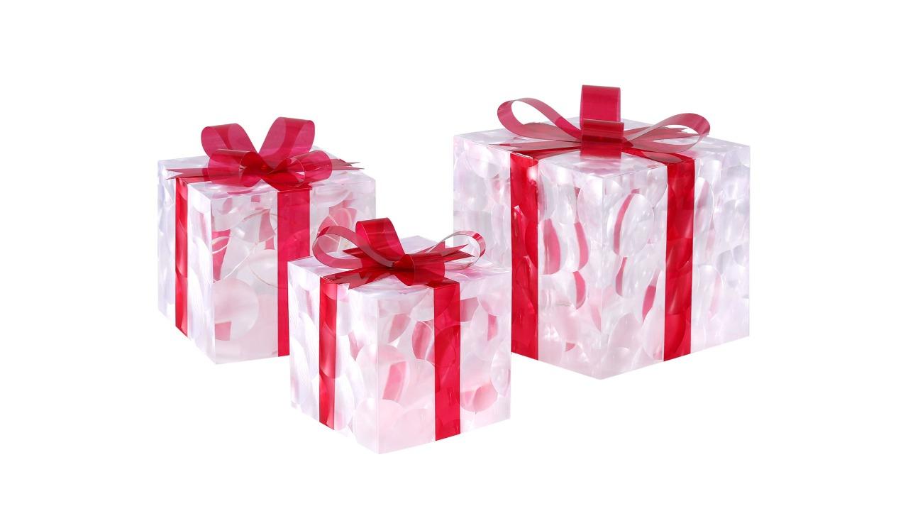 Jingle Jollys 3 Piece 70 LED Christmas Light Gift Box - Red