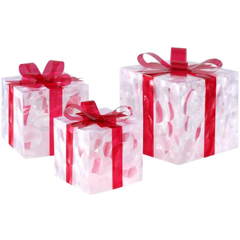 Jingle Jollys 3 Piece 70 LED Christmas Light Gift Box - Red