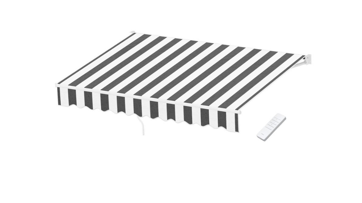 Instahut Grey White Motorised Retractable Awning Folding Arm Sunshade - 2.5 x 2metre