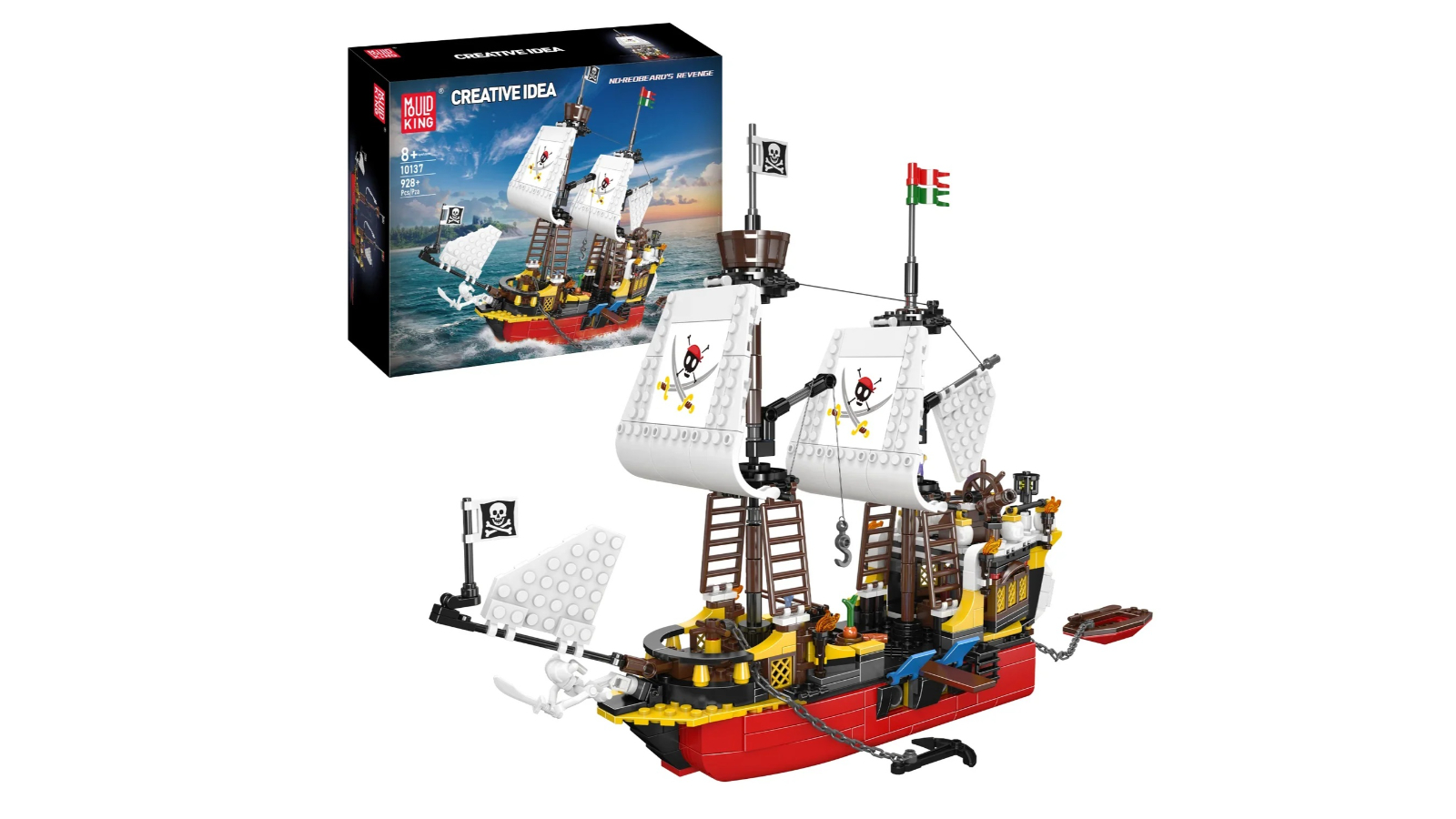 Mould King  928 Piece Redbeards Revenge Ship Model Building Set