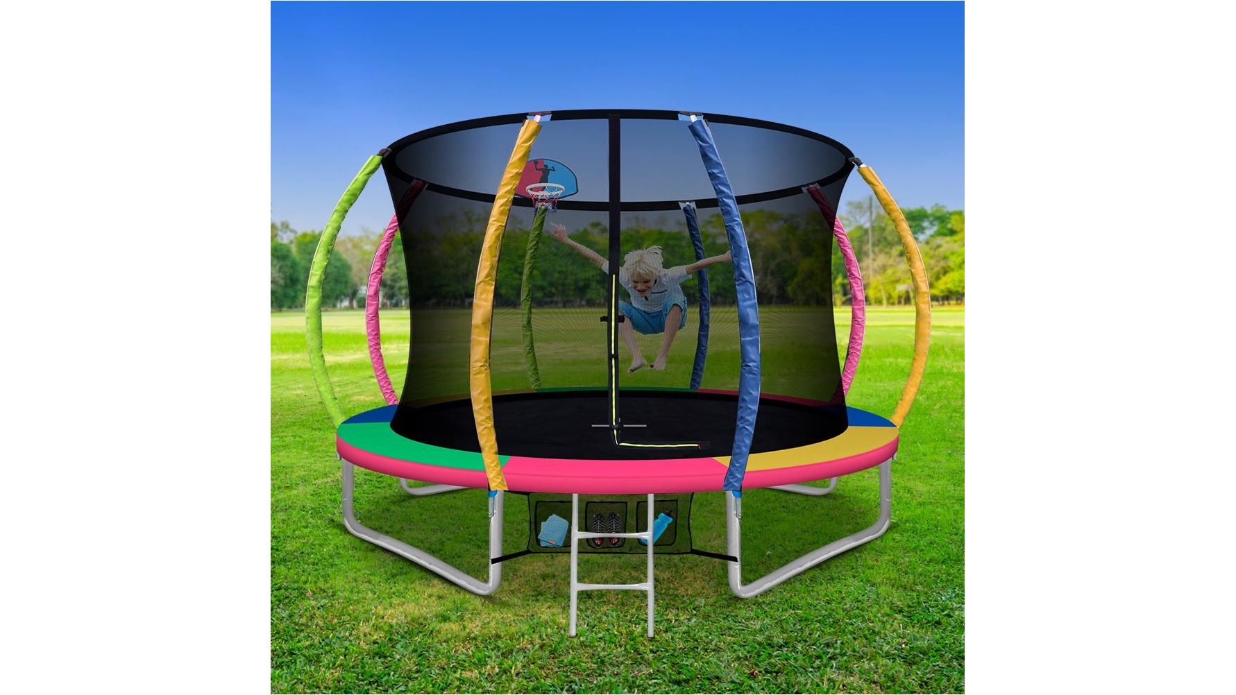 Everfit 10ft Trampoline with Basketball Hoop Multicolour