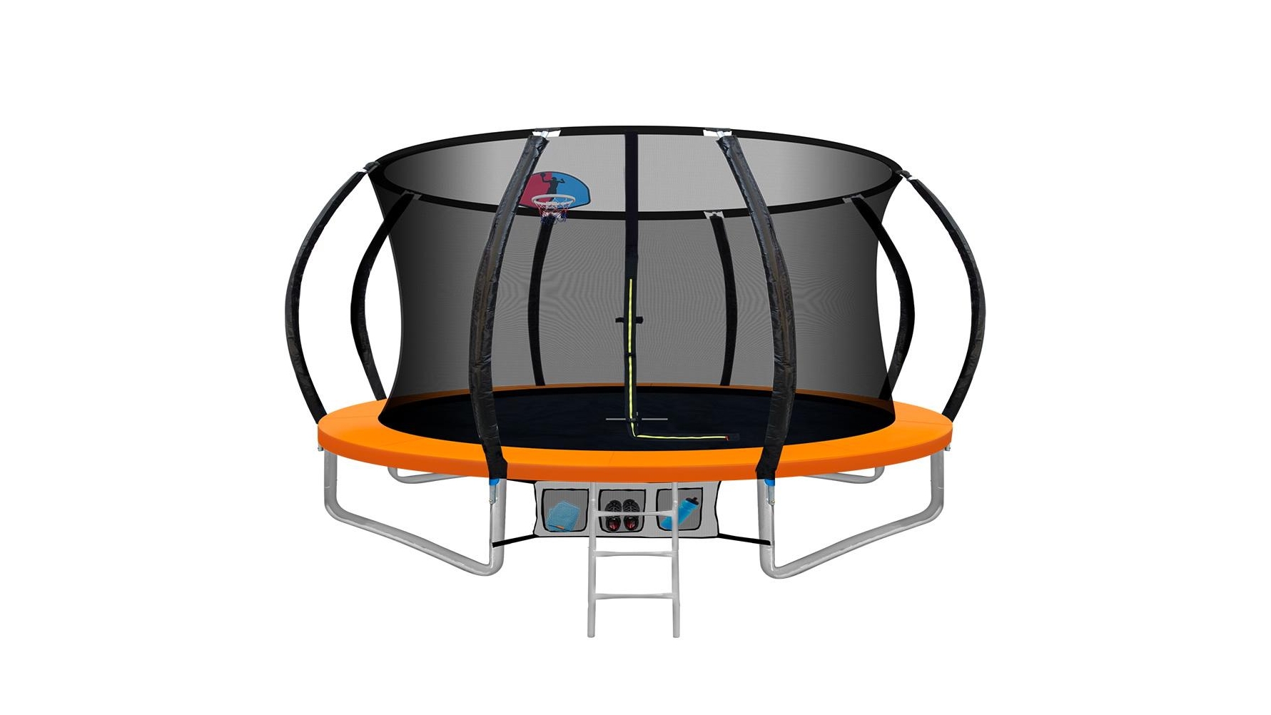 Everfit 12ft Trampoline Round Trampolines with Basketball Hoop Enclosure Safety Net Pad Outdoor - Orange
