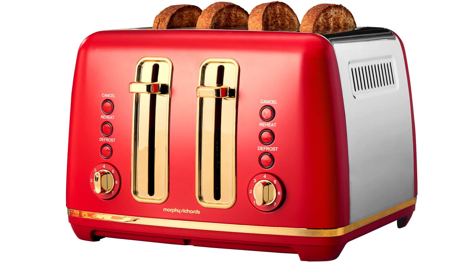 Morphy Richards Ascend Soft Gold 4 Slice Toaster Dragon Red Harvey