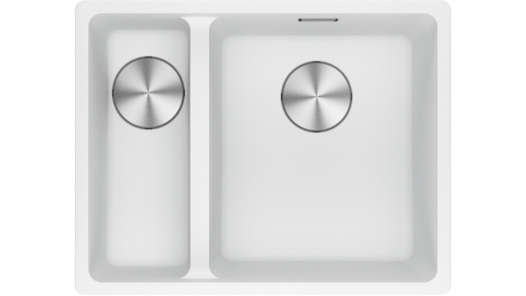 Franke Maris 1 &1/2 Bowl 340/150mm Undermount Sink with Small Bowl Left - Polar White