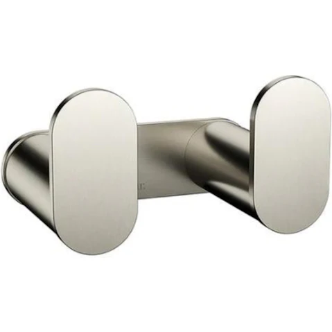 Meir Curvae Double Robe Hook - Brushed Nickel