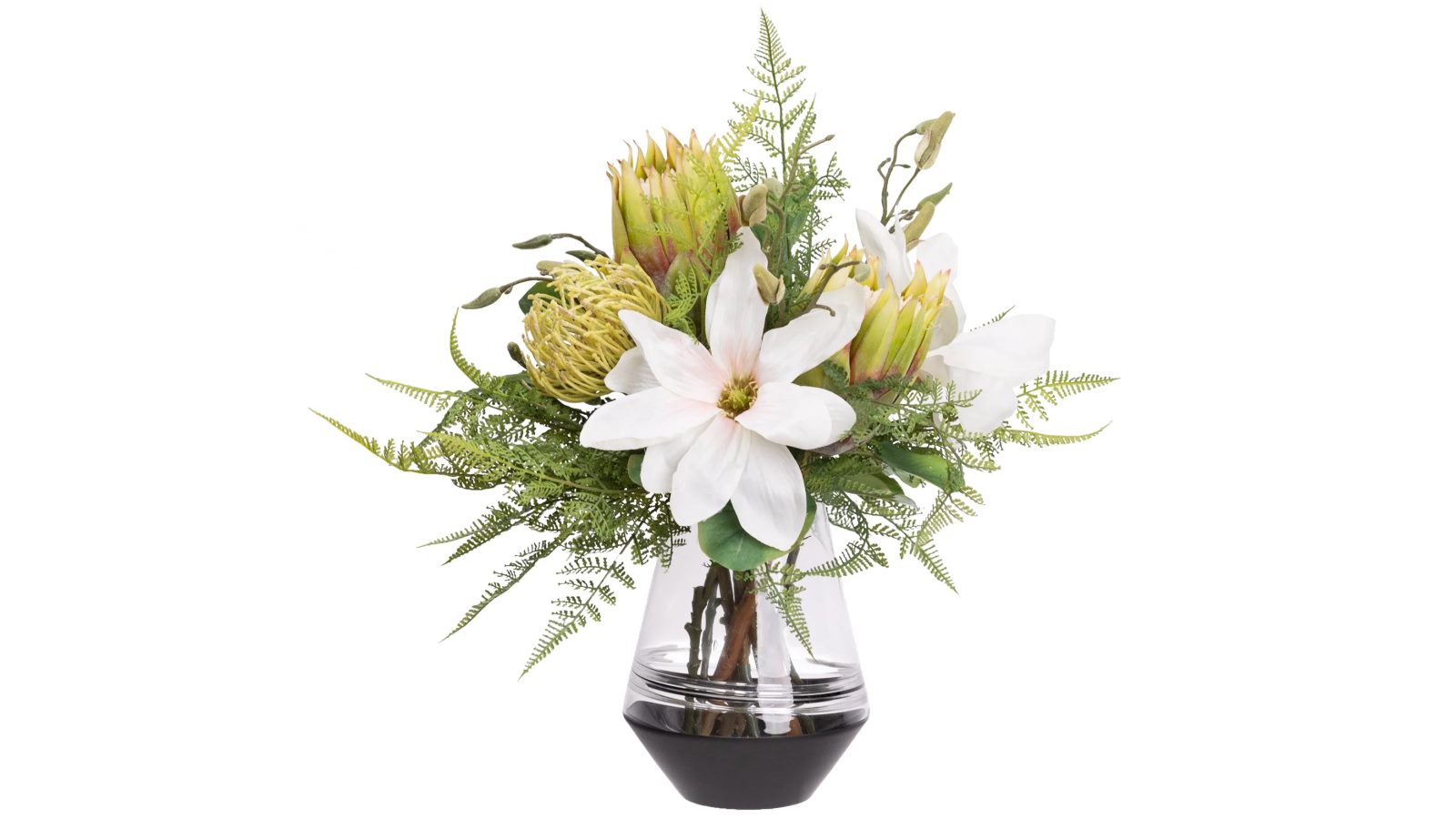 Glamorous Fusion 50cm Magnolia & Protea Artificial Plant In Glass - Multi Color