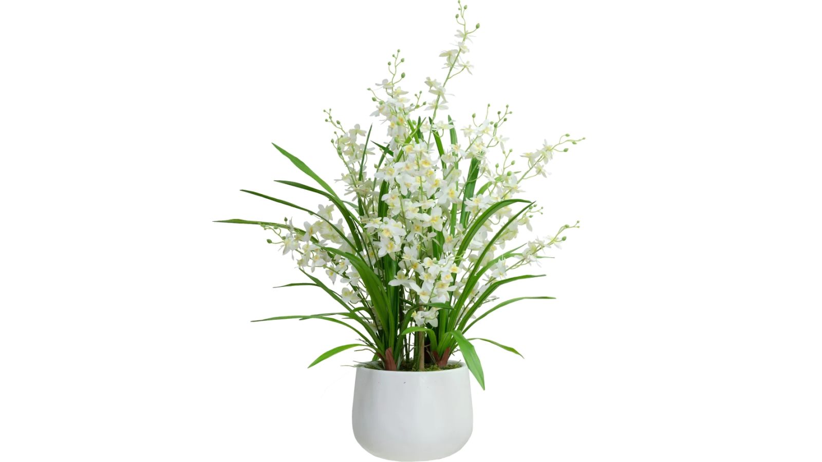Glamorous Fusion 78cm Cream Dancing Lady Orchid Artificial Fake Plant In Pot