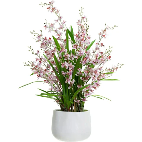Glamorous Fusion 78cm Pink Dancing Lady Orchid Artificial Fake Plant In Pot