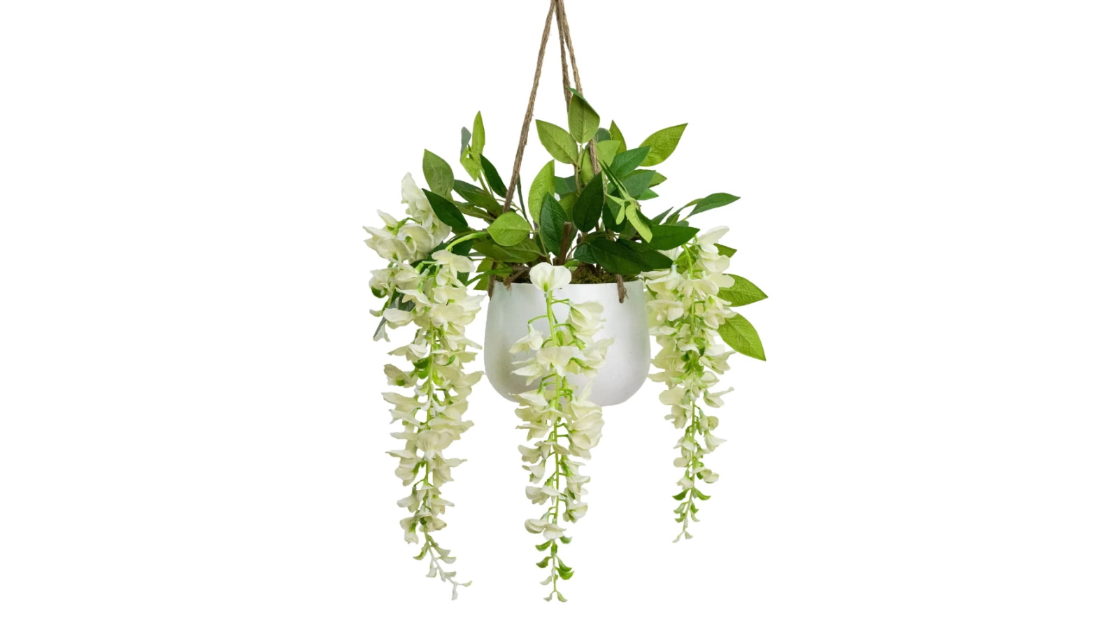 Glamorous Fusion Cream Wisteria 75cm Artificial Fake Plant in Hanging Planter