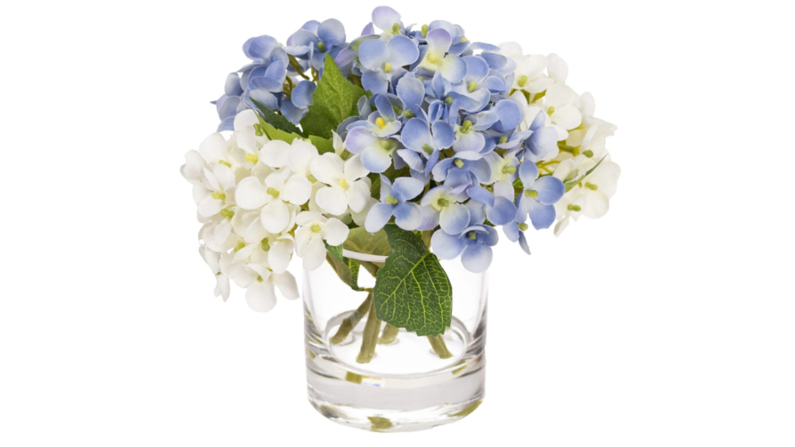 Glamorous Fusion Blue/White Decorative Mixed Arrangement Hydrangea Artificial Plant in Glass