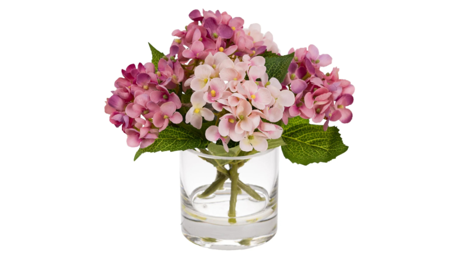 Glamorous Fusion Pink Decorative Mixed Arrangement Hydrangea Artificial Plant in Glass