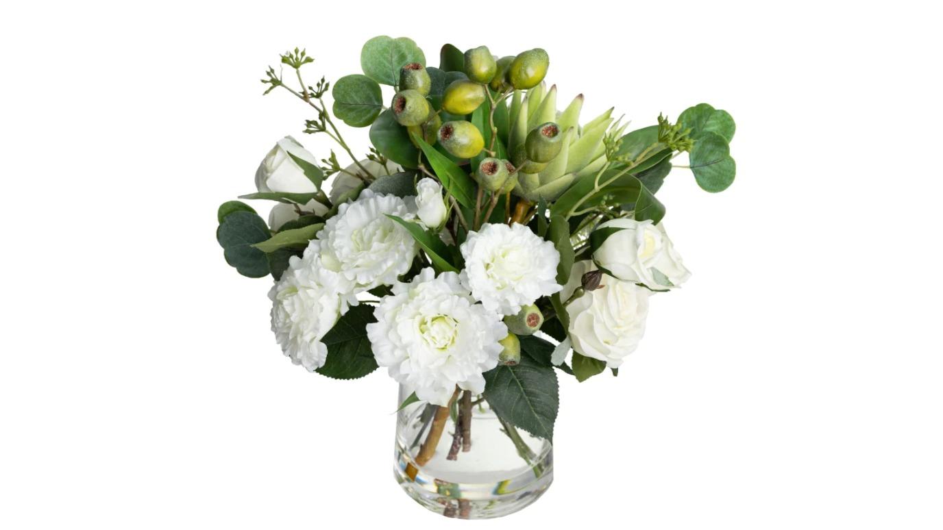 Glamorous Fusion White Native Floral Arrangement Artificial Plant - 40cm