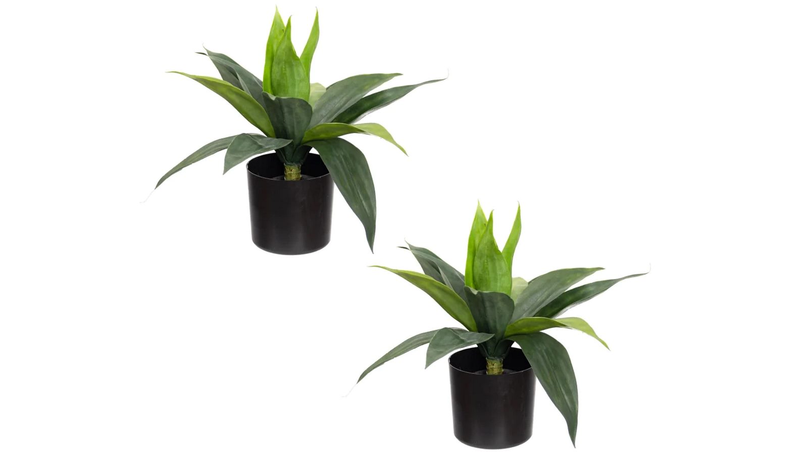 Glamorous Fusion Set Of 2 Small Agave Plant Artificial Faux Plant In Pot - Green