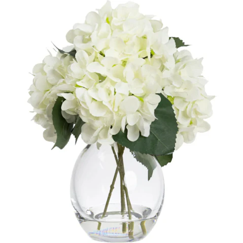 Glamorous Fusion White Hydrangea Flower Decorative Mixed Arrangement Artificial Plant - 28cm