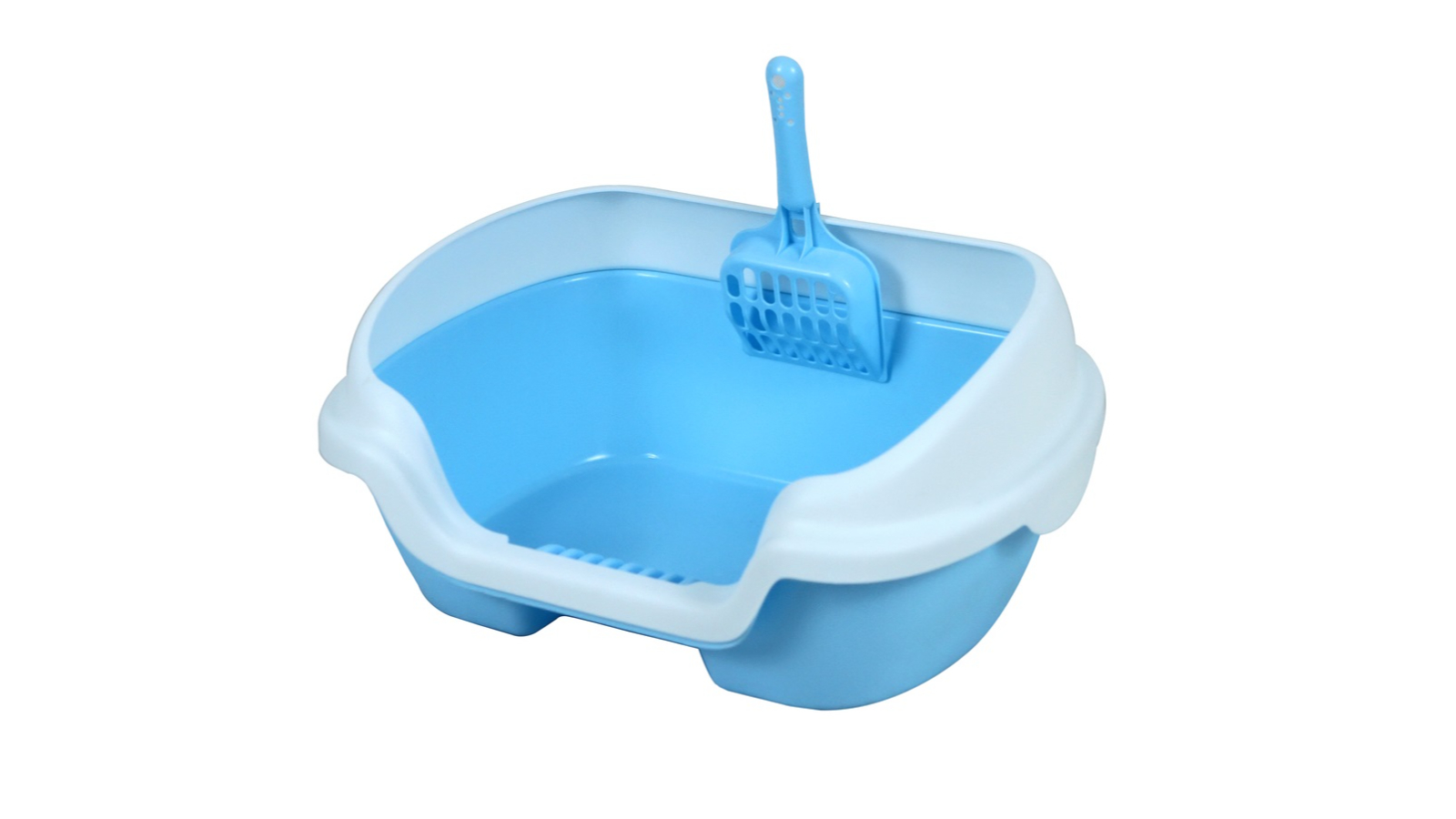 YES4PETS Small Portable Cat Litter Box Tray with Scoop - Blue