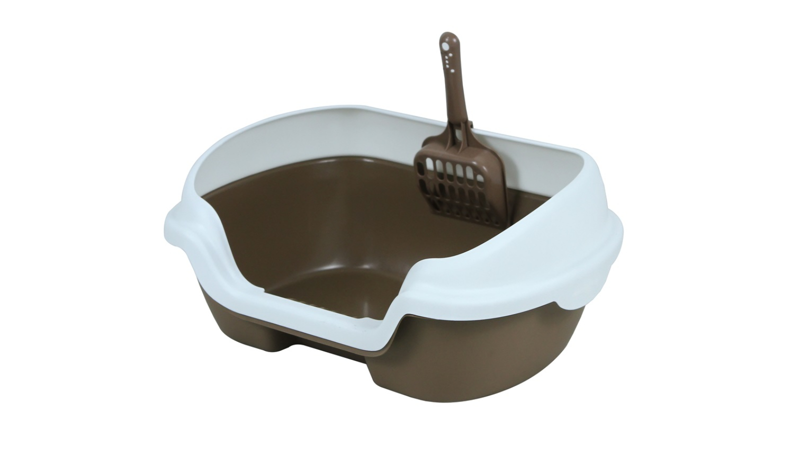 YES4PETS Small Portable Cat Litter Box Tray with Scoop - Brown