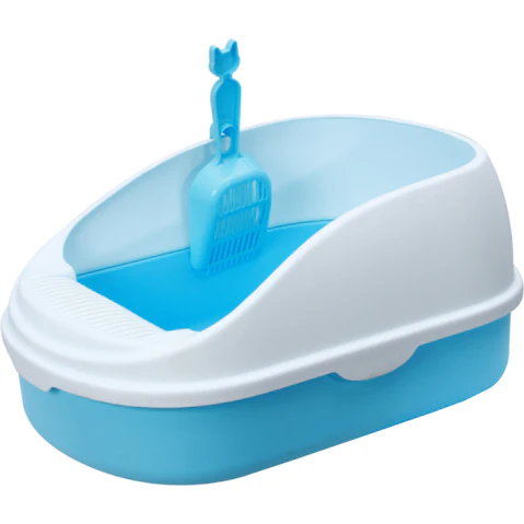 YES4PETS Medium Portable Cat Litter Box Tray with Scoop - Blue