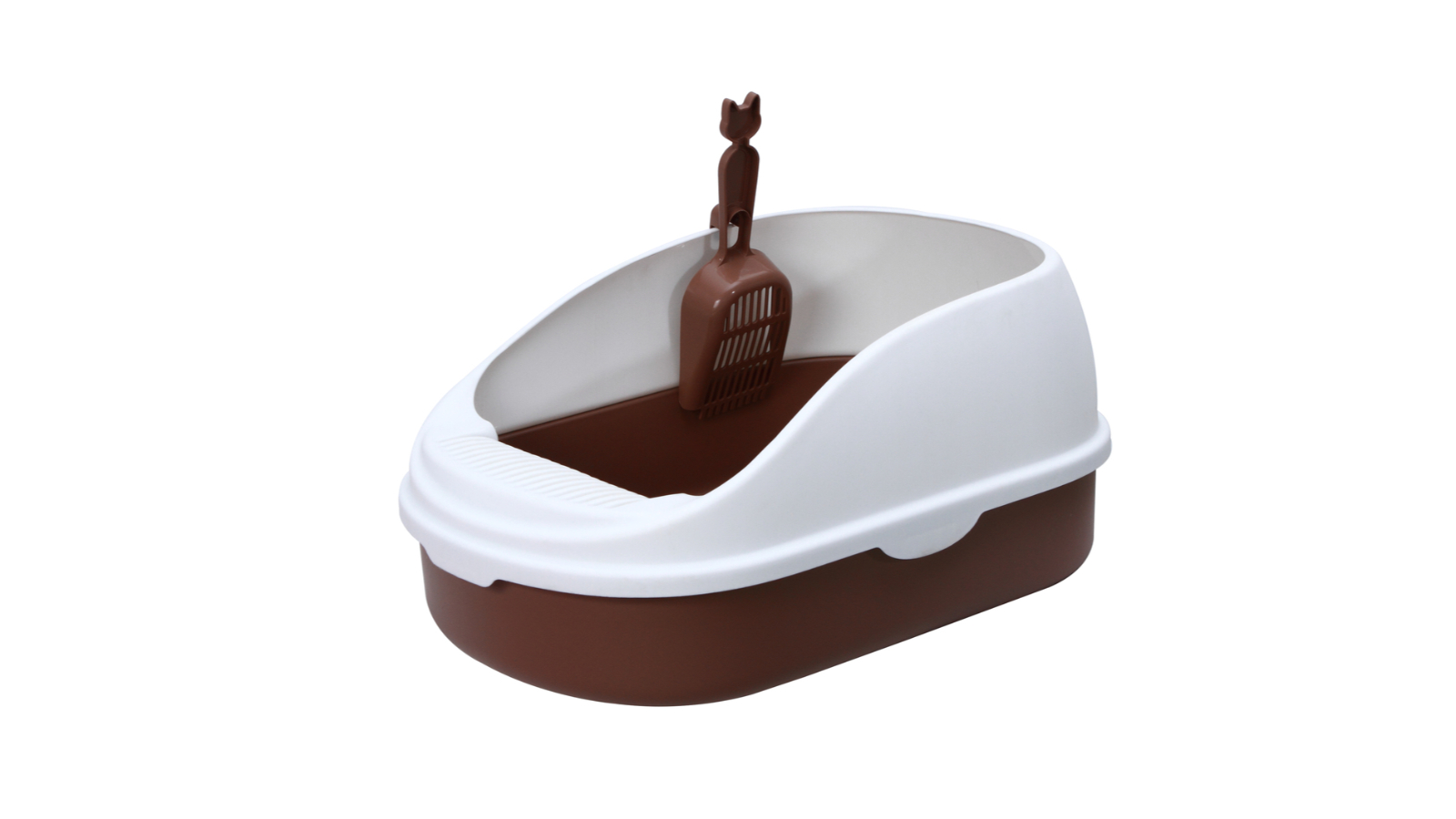 YES4PETS Medium Portable Cat Litter Box Tray with Scoop - Brown