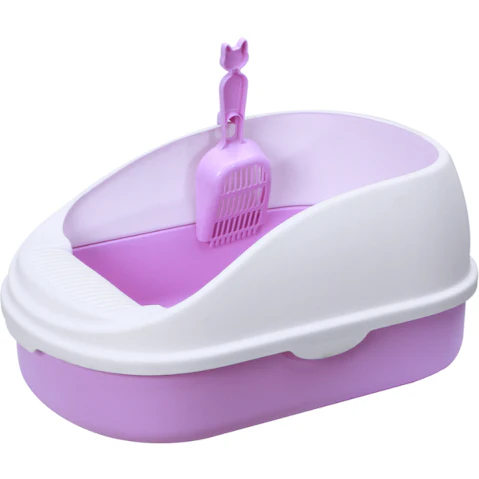 YES4PETS Medium Portable Cat Litter Box Tray with Scoop - Purple