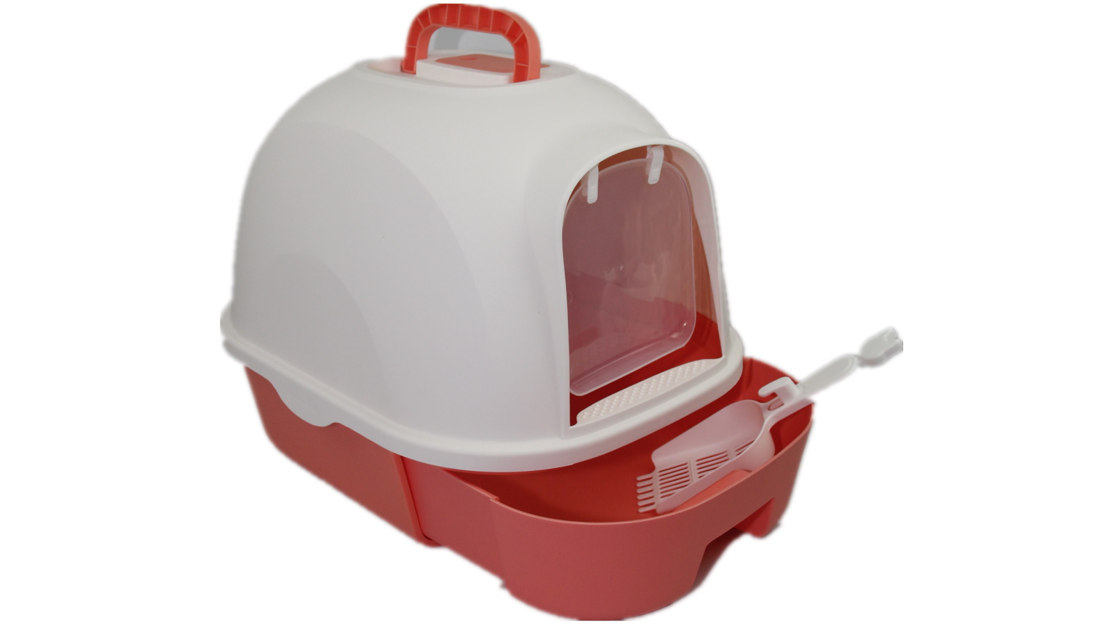 YES4PETS Large Hooded Cat Toilet Litter Box Tray House with Drawer and Scoop - Red