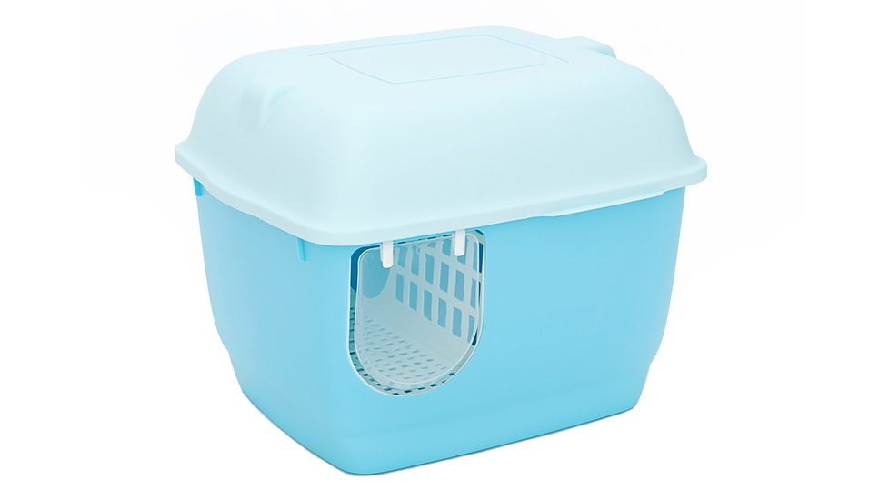 YES4PETS Extra Large Portable Hooded Cat Toilet Litter Box with Handle and Scoop - Blue
