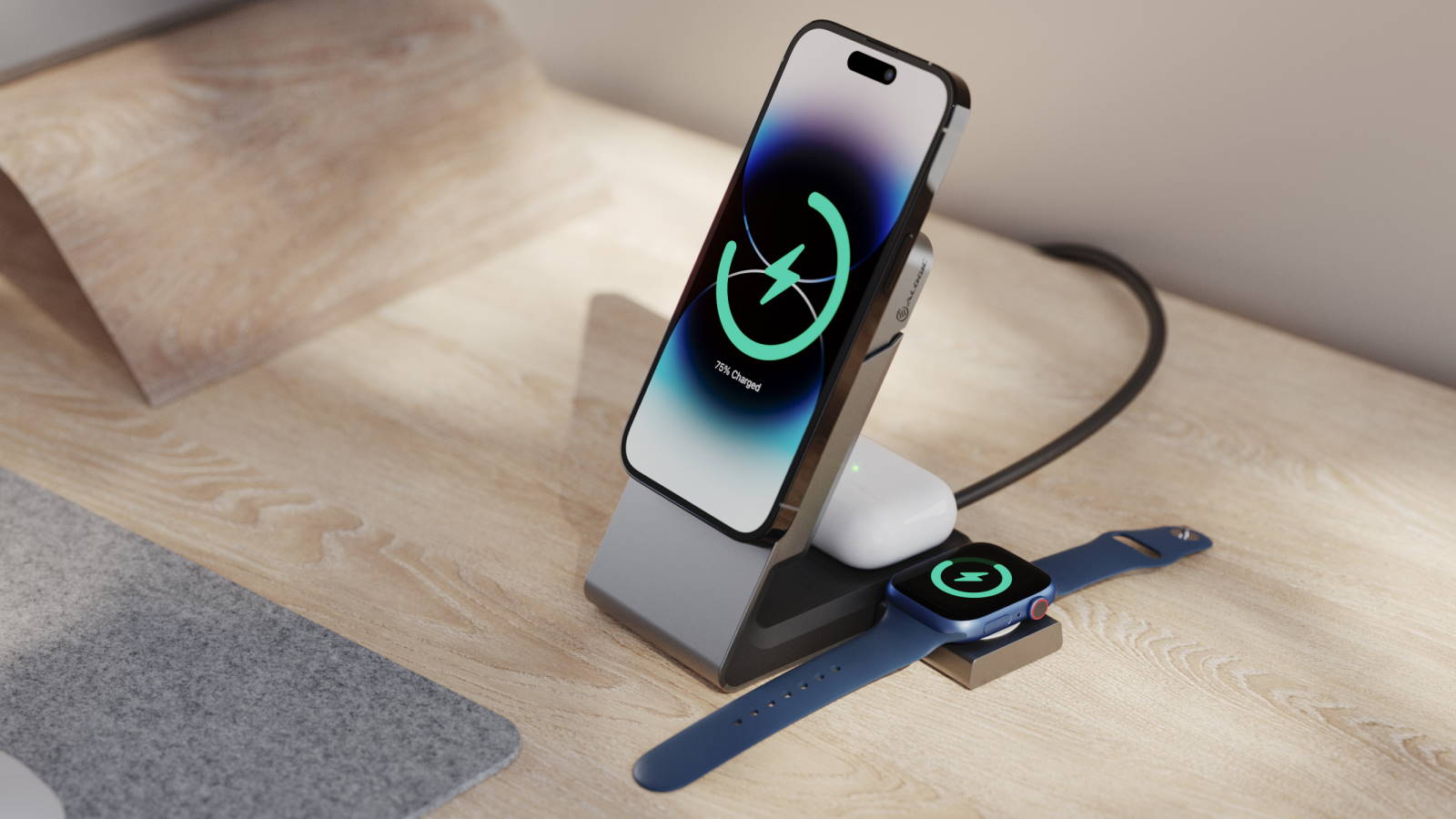 Alogic Matrix+ 3-in-1 Magnetic Charging Dock - Black | Harvey Norman