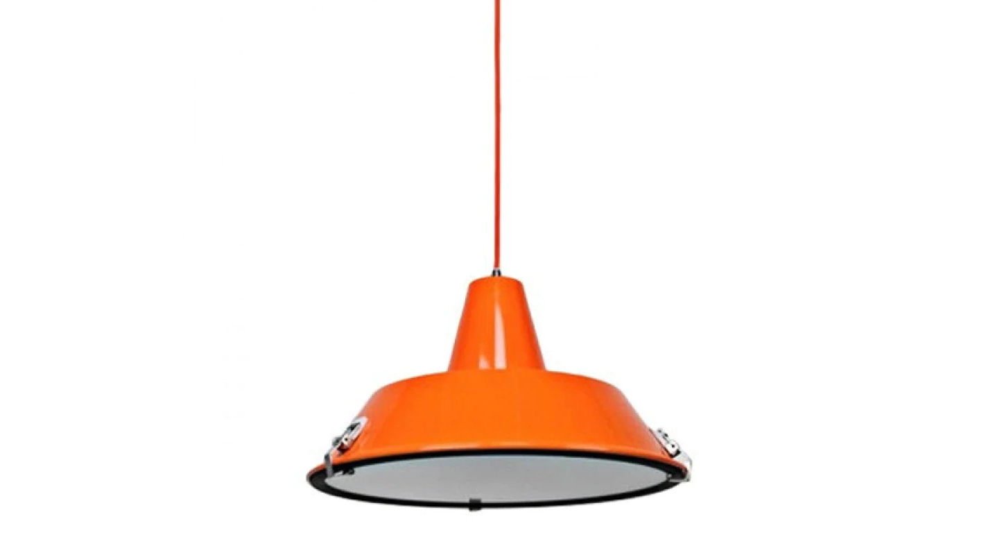 Sylvania Lighting Orange Asi Industrial Cord Drop Dome Pendant Light Lamp