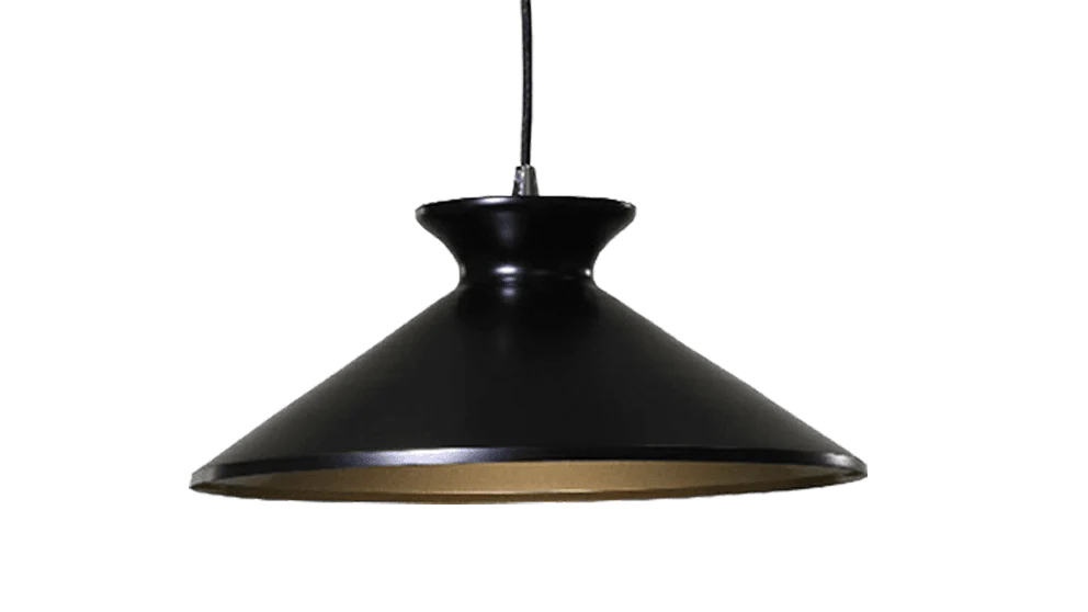 Sylvania Lighting Matte Black/Gold Belina Classic Metal Cone Cord Drop Pendant Light Lamp