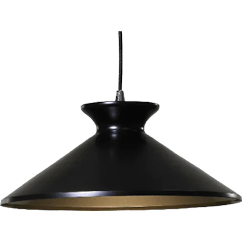 Sylvania Lighting Matte Black/Gold Belina Classic Metal Cone Cord Drop Pendant Light Lamp