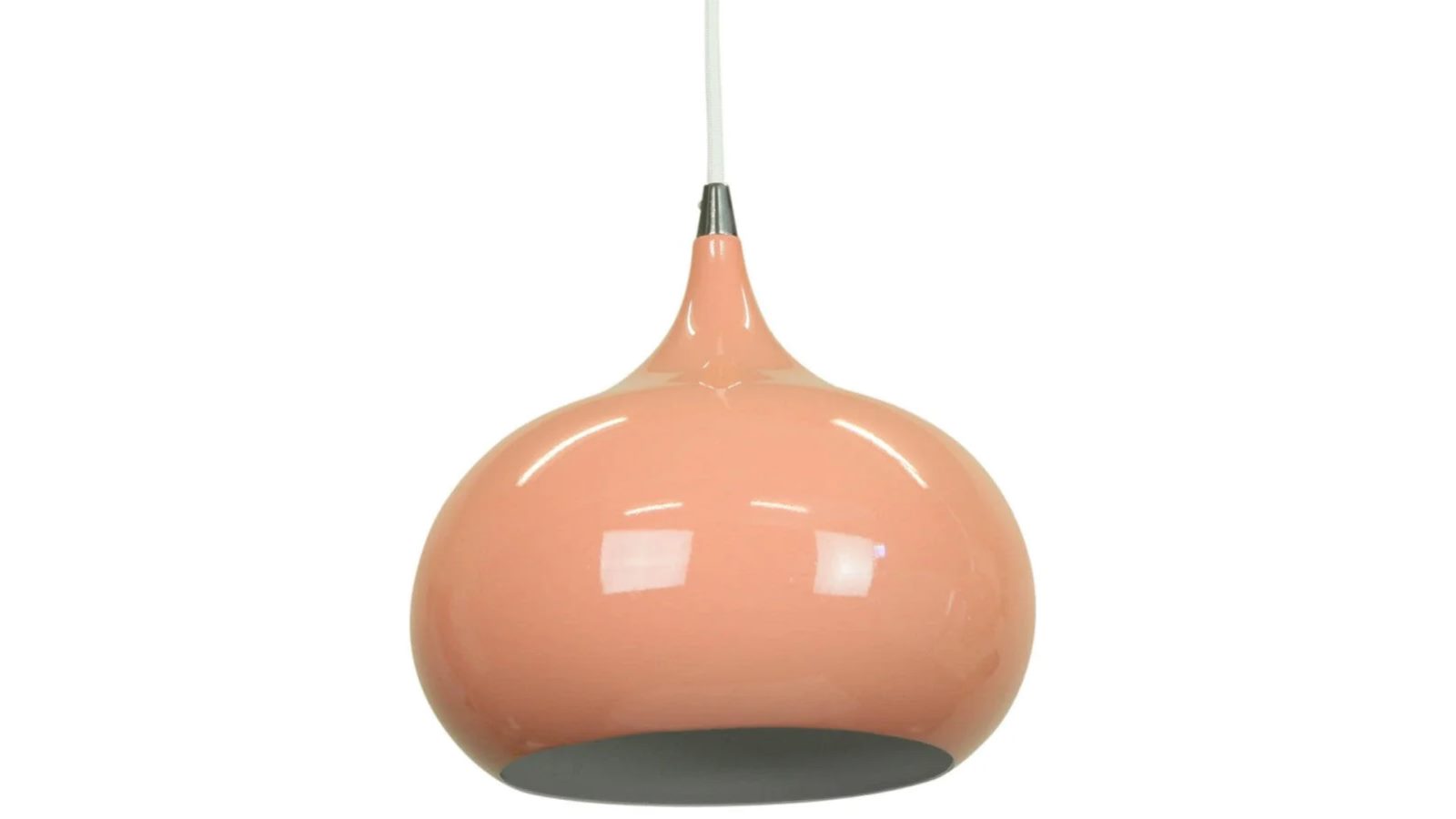Sylvania Lighting Kirby Inverted Bowl Metal Cord Drop Pendant Light Lamp - Beige Red