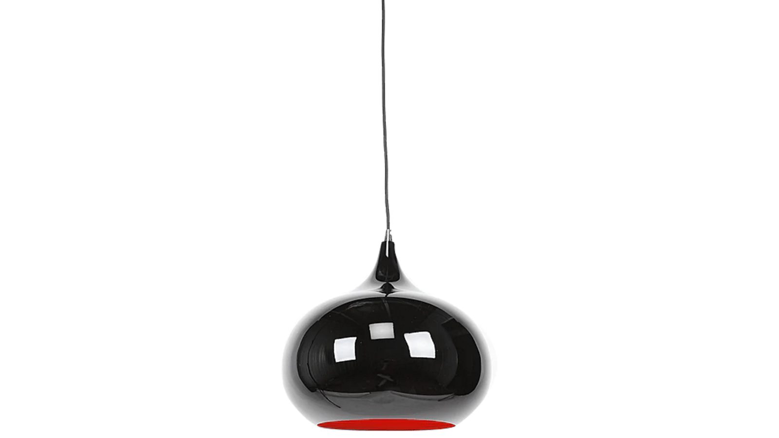 Sylvania Lighting Kirby Inverted Bowl Metal Cord Drop Pendant Light Lamp - Black & Luminous Red Inside