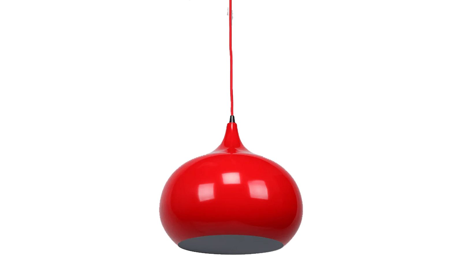 Sylvania Lighting Kirby Inverted Bowl Metal Cord Drop Pendant Light Lamp - Flame Red