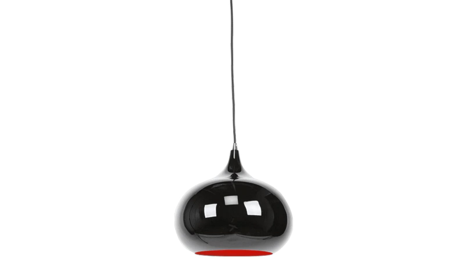 Sylvania Lighting Mini Kirby Inverted Bowl Metal Pendant Light Lamp - Black & Luminous Red Inside