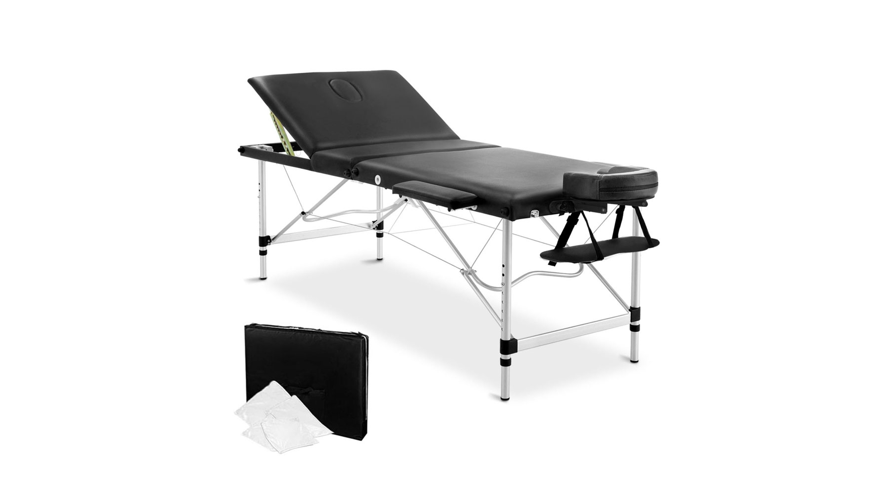 Zenses Aluminium 3 Fold Massage Table - Black - 75cm