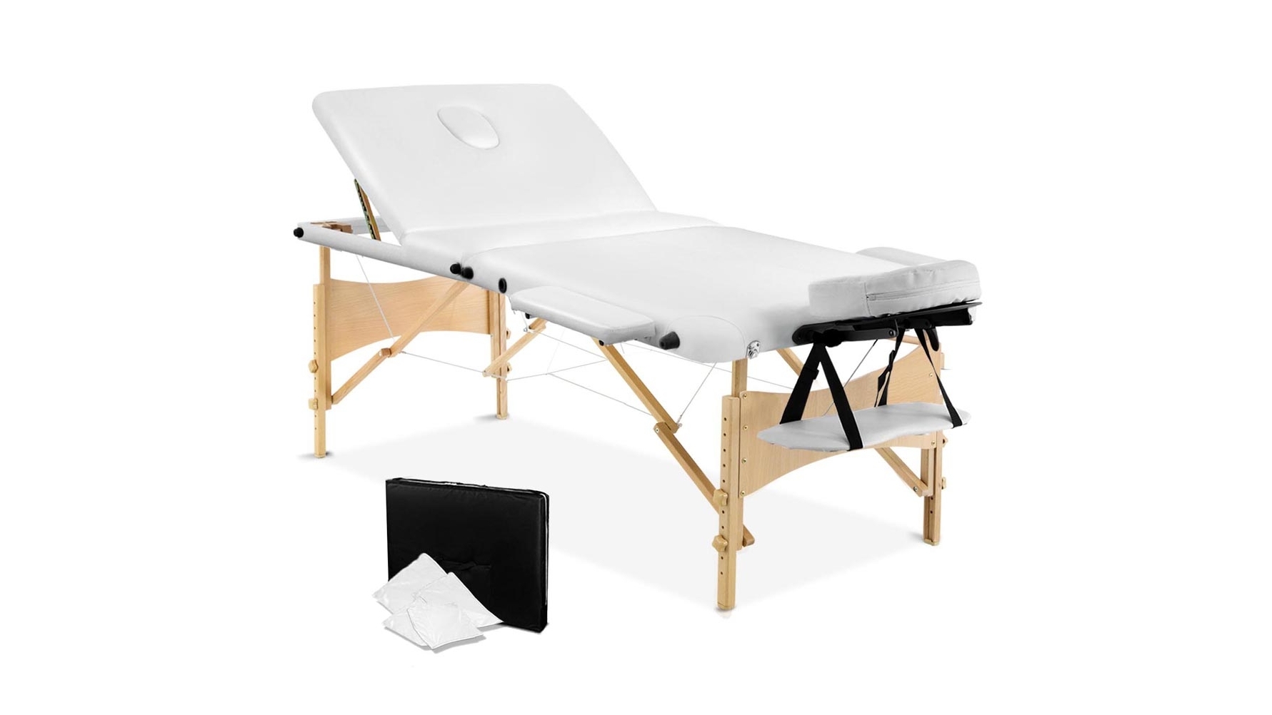 Zenses Portable Wood Massage Table - 70cm White