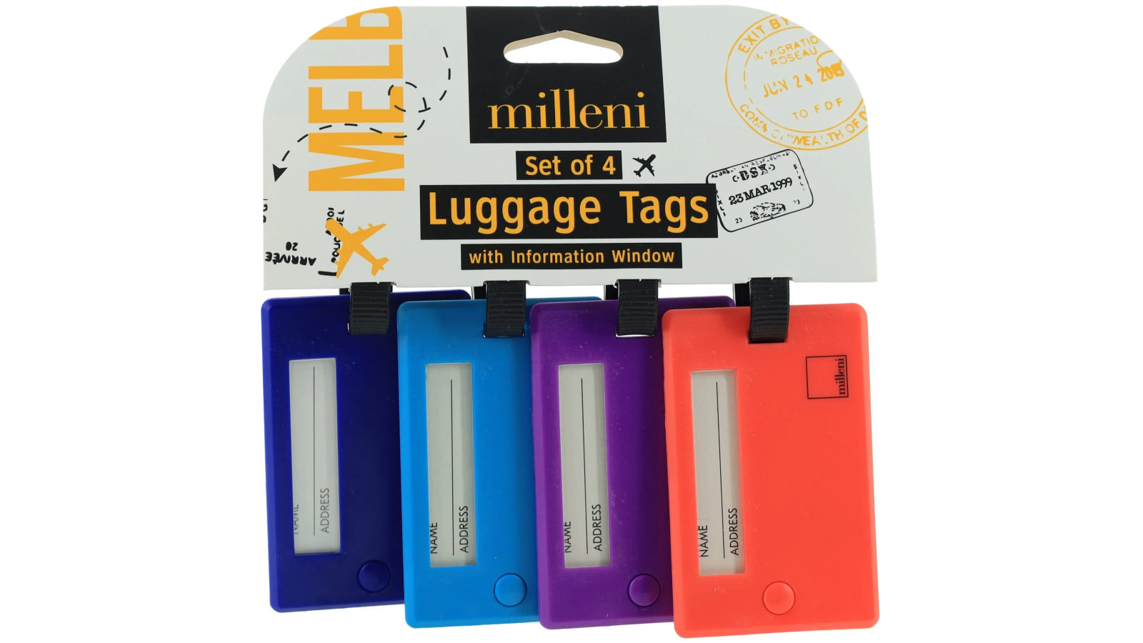 Milleni Pack of 4 Travel Luggage Tags