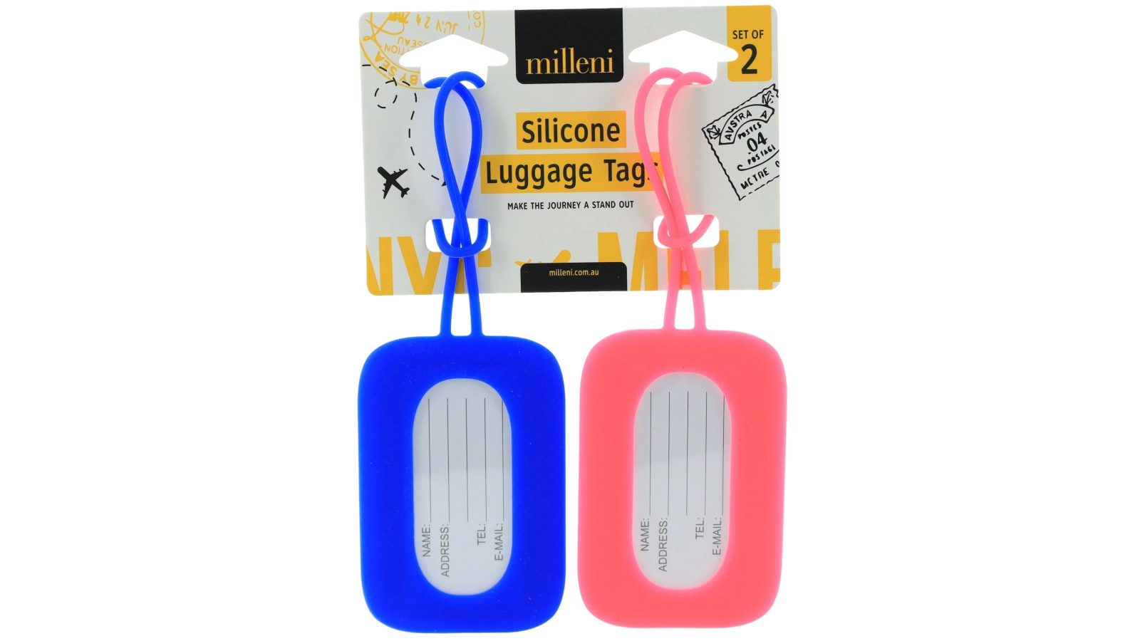 Milleni Pack of 2 Travel Silicone Luggage Tags