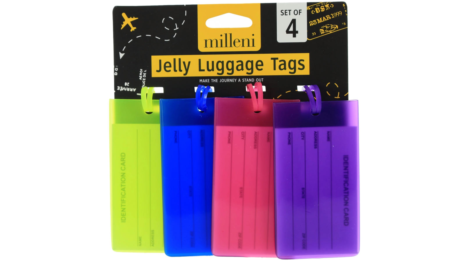 Milleni Pack of 4 Travel Jelly Luggage Tags