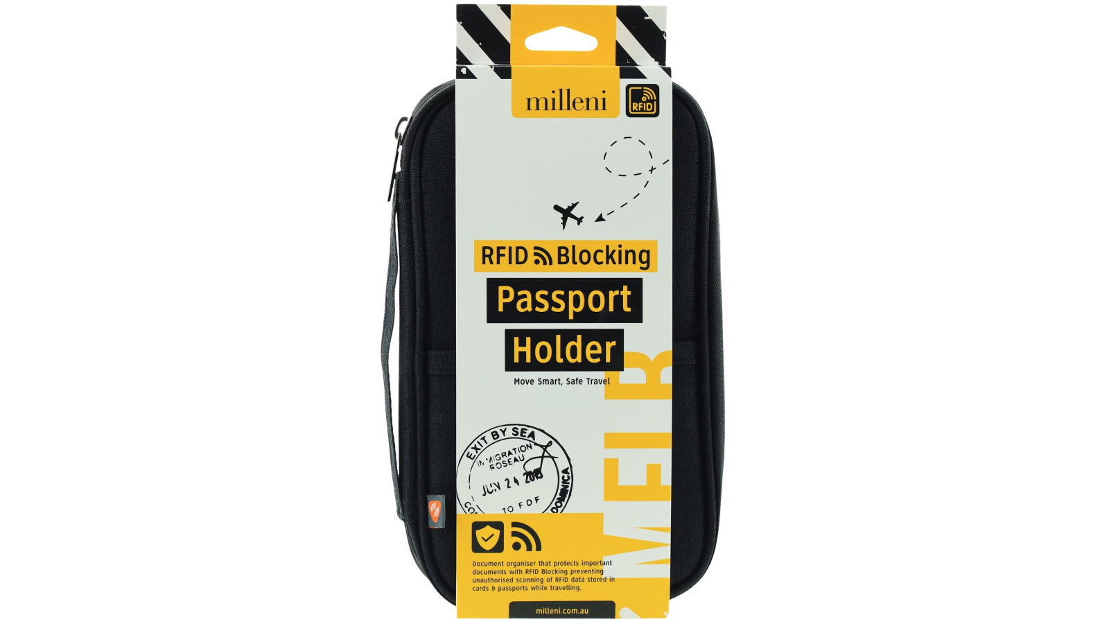 Milleni Travel RFID Blocking Passport Holder in Black