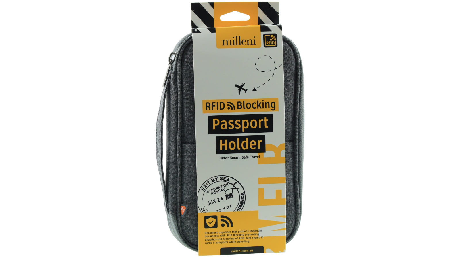 Milleni Travel RFID Blocking Passport Holder in Grey