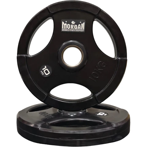 Morgan Sports Tri-Grip Rubber Coated Olympic Pair Weight Plate - 10kg