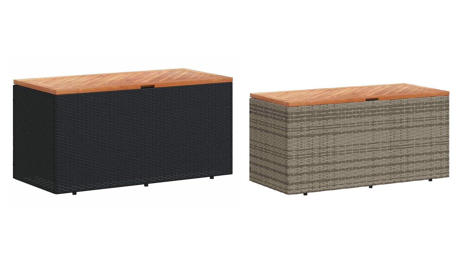 vidaXL Poly Rattan Acacia Wood 110 x 50 x 54cm Garden Storage Box