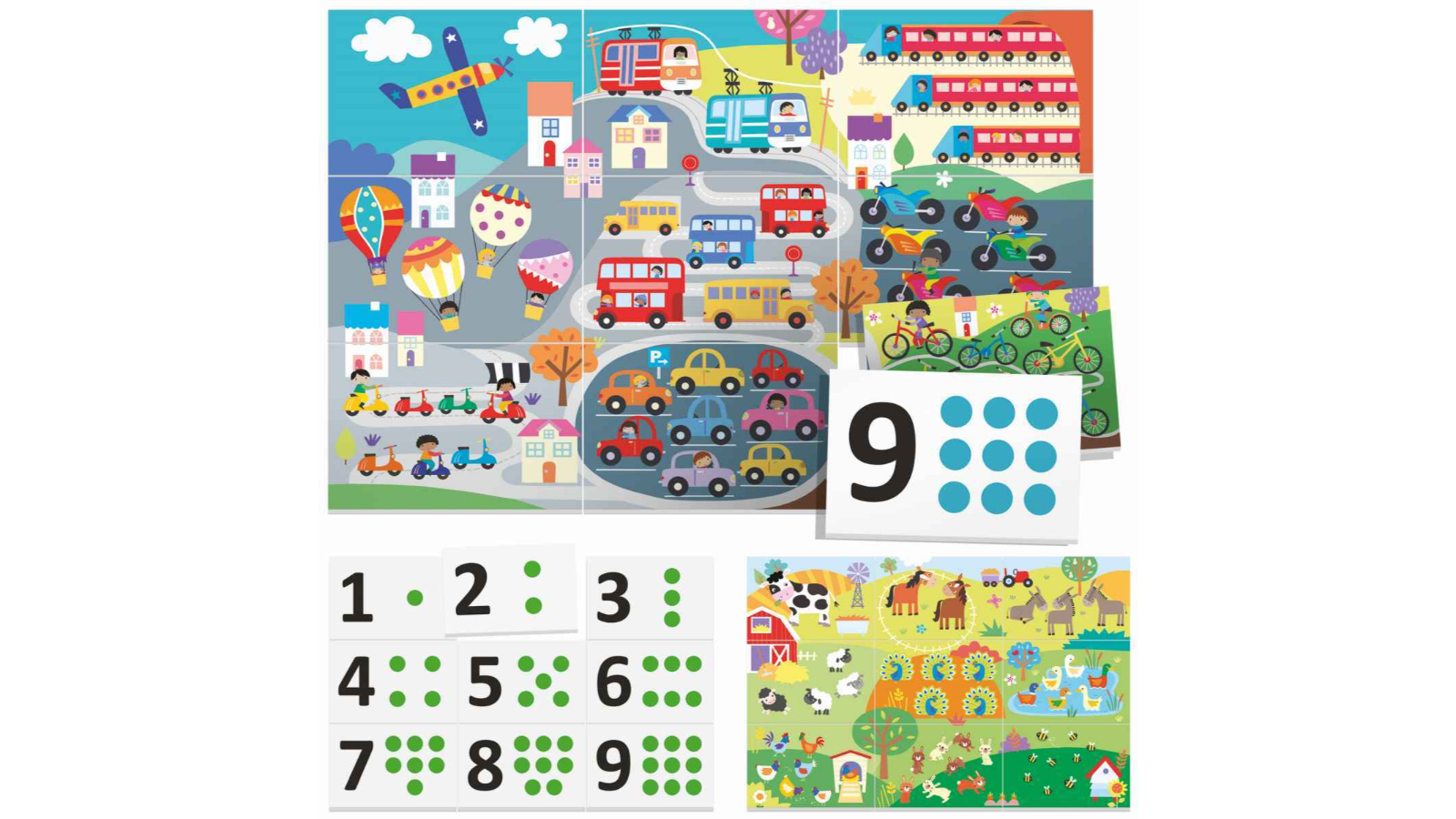 Headu 18 Piece Montessori Flashcards 123 Kids Learning Activity Game Set - 2-4 year