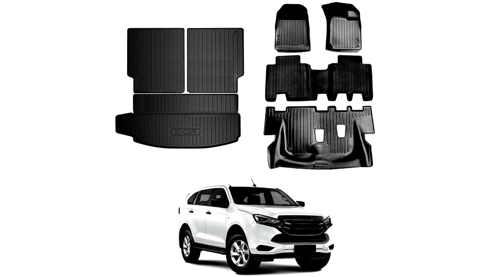 X-Car 3D All-Weather Floor Mat Boot Liner Carpet Luggage Tray for Isuzu MU-X MUX 2022-2024