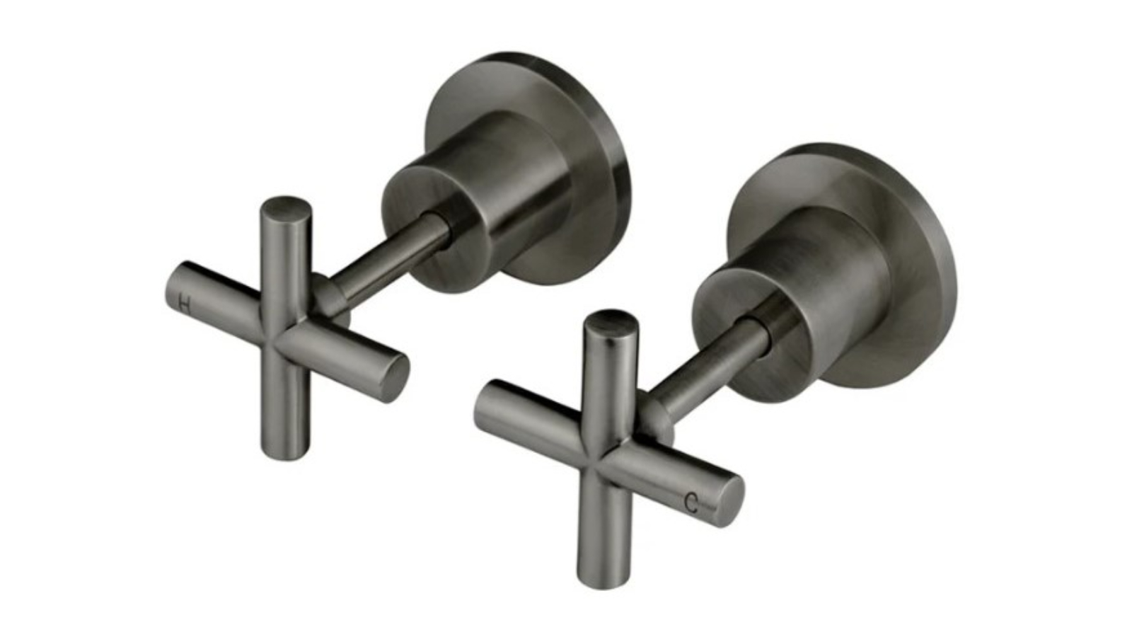 Meir Round Cross Handle Jumper Wall Valve Top Assemblies - Shadow Gunmetal